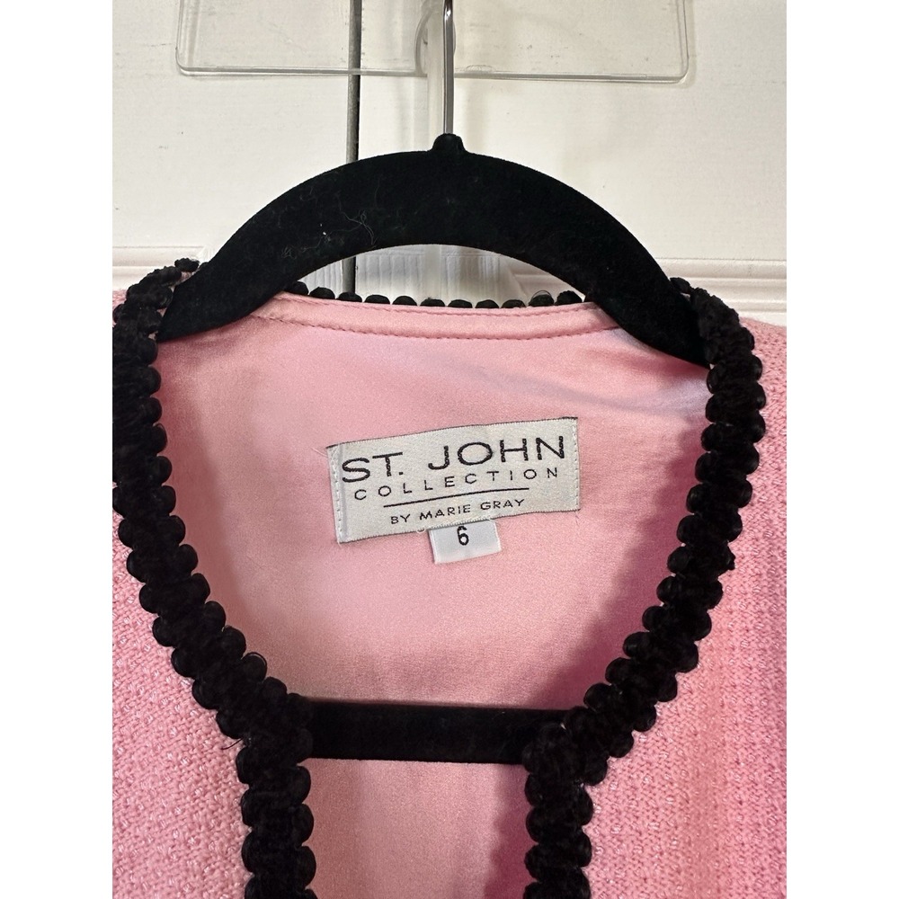 St. John TEXTURED KNIT 2pc SUIT JACKET+SKIRT Sz 6 PALE PINK CHIC - Picture 5 of 16